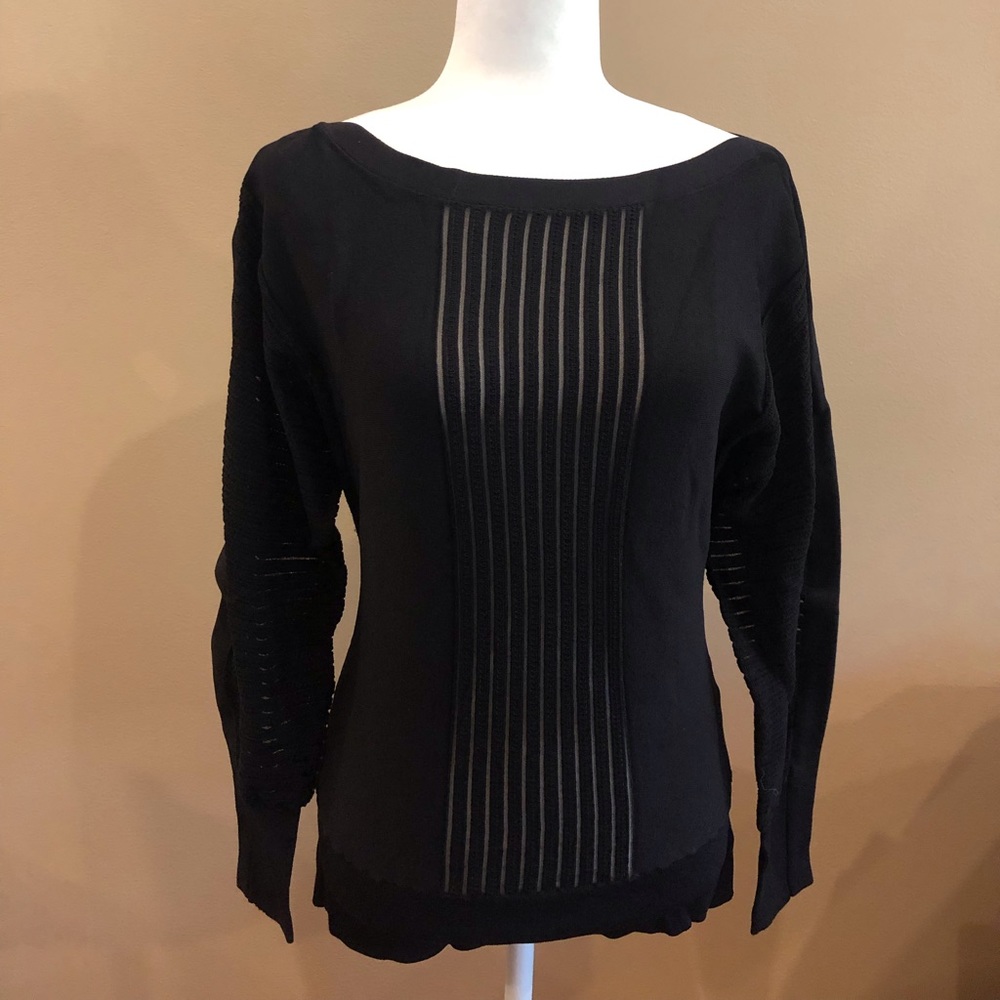 White House Black Market Black Boat Neck Sweater, Size S